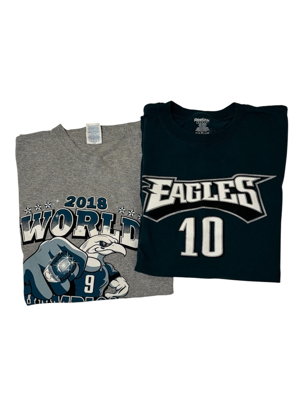 PHILADELPHIA EAGLES Two Tee Shirts World Champions Large/XLarge
